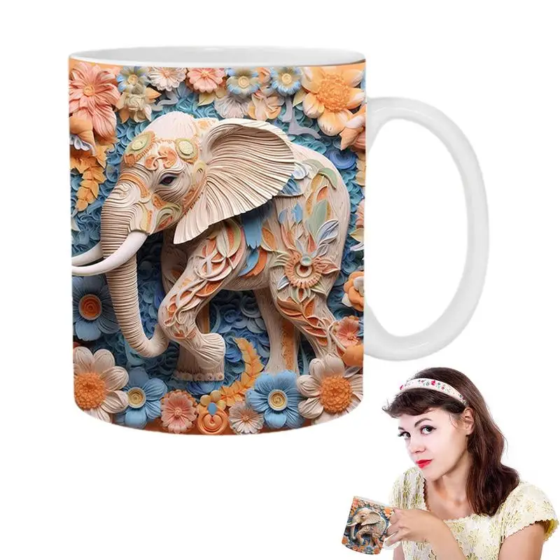 

3D керамические кружки с изображением цветов, животных, слона, 3D керамические чашки с рисунком животных, чашка для чая, чайная чашка