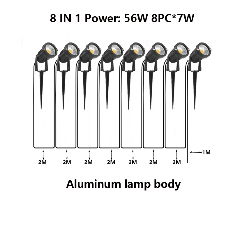 Outdoor Garden Lights Waterprof  LED Lawn Lamp 4-6-8 IN 1 14W42W56W Landscape Decoration Spike Spotlights DC24VAC110VAC220V