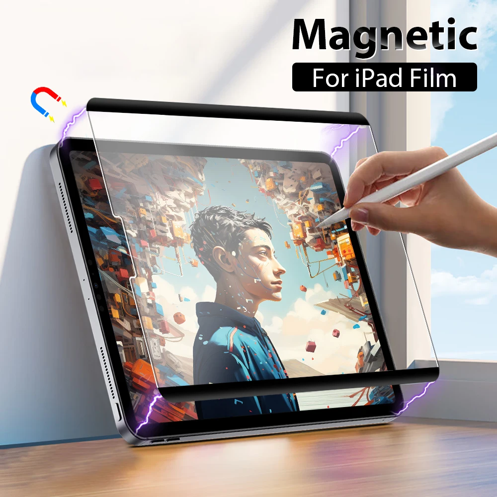 

Magnetic Like Paper Film For Ipad Pro 11 12.9 6th Air 5 4 3 2022 Screen Protector For Ipad 9 9th 10th Generation Mini 6 10.2 9.7