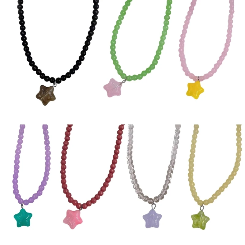 

Star Pendant Necklace Jewelry Fashion Beaded Collar Necklace Clavicle Chain