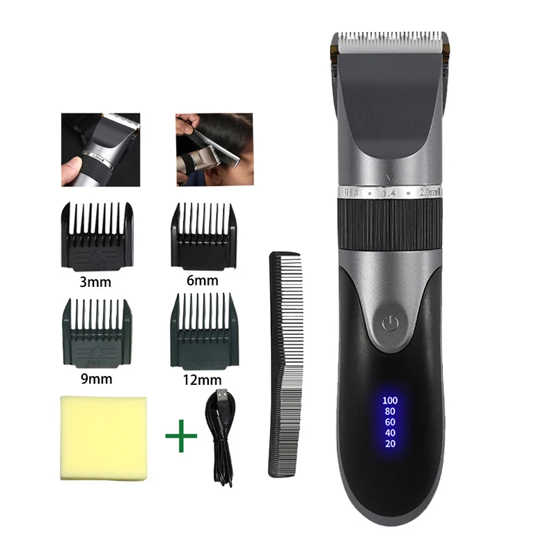 Tondeuse à cheveux professionnelle pour hommes, barbier, tondeuse à barbe, lame en céramique Rechargeable, Machine de coupe de cheveux pour adultes et enfants, faible bruit – Image 6