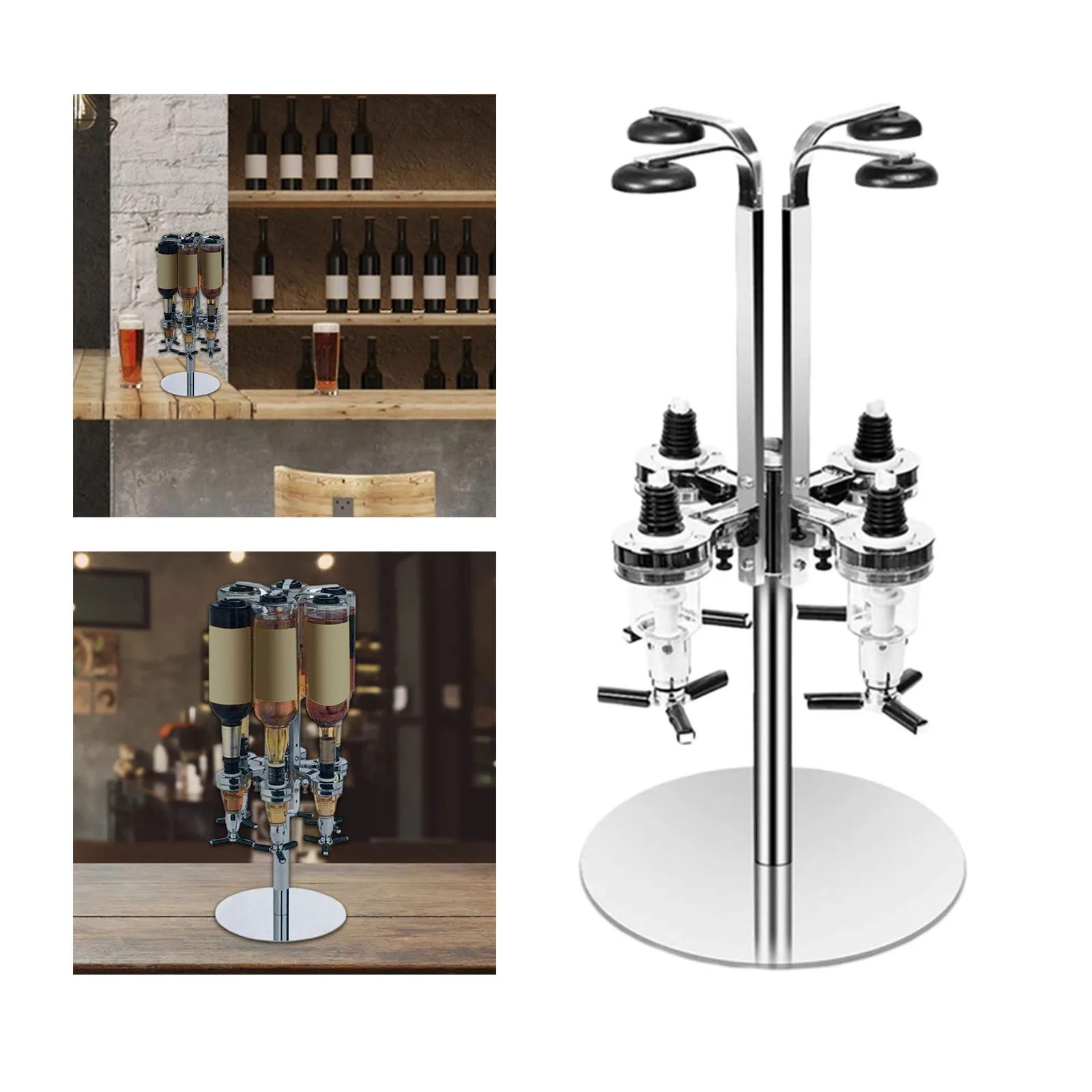 4 Bottle Dispenser Revolving Mix Dispenser Holder Beverage Dispenser