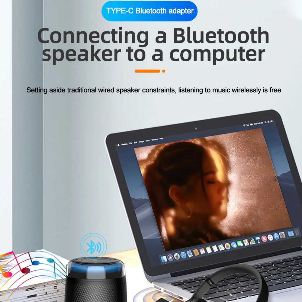 USBC Bluetooth Adapter BT 5.3 Transmitter Receiver Dongle Adaptador For Laptop Wireless Speaker Audio Receiver TypeC Transmitte bluetooth adapter bluetooth audio receiver bluetooth transceiver adapter audio adapter bluetooth aux adaptor