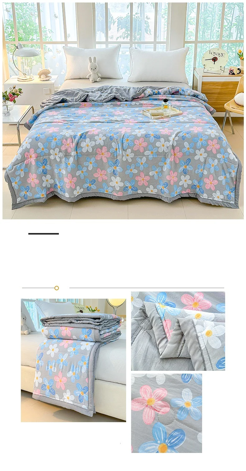 1pc Printed Thin Duvet Simple Style Quilts for Summer Soft Bedspread Adults Kids Room Comforter edredones (No Pillowcase)
