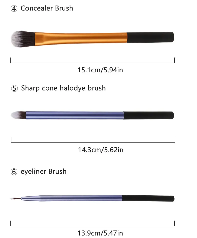 Description Picture 6 of item6pcs RT Pro Makeup Brushes Set Cosmetic Eyeshadow Powder Foundation Blush Lip Brush Pinceaux Maquillage Make Up Tools Dropship