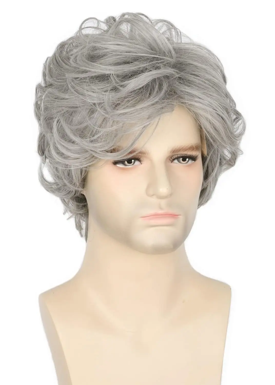 Halloween Wig 70s Men's Brown Short Wave Fluffy Role-Playing Costume Character