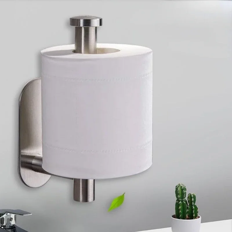Paper Towel Holder Paper Towel Rack Kitchen Bathroom Roll Paper Rack Storage Hook Stainless Steel No Punching