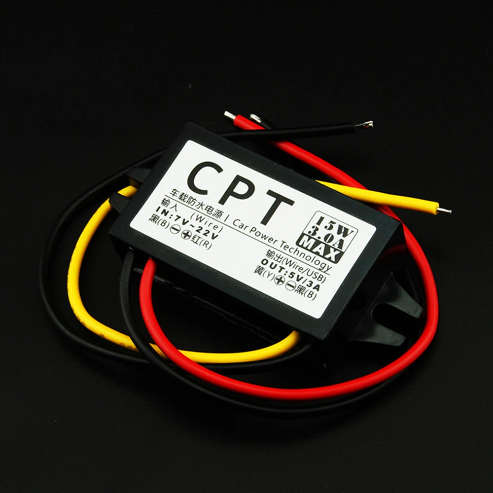 12V to 5V 3A 15W Step Down Buck Converter DC to DC Regulator for GPS Car Audio Radio LED Display