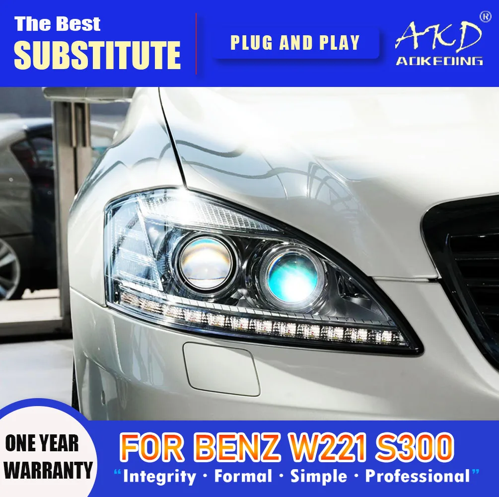 

AKD Head Lamp for Benz W221 LED Headlight 2006-2009 Headlights S300 S400 DRL Turn Signal High Beam Angel Eye Projector Lens