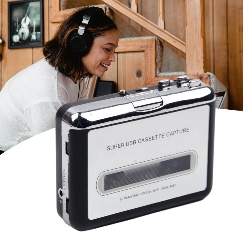 USB Cassette Radio Player Portable USB Cassette Tape to MP3 Converter Music Player Recorder