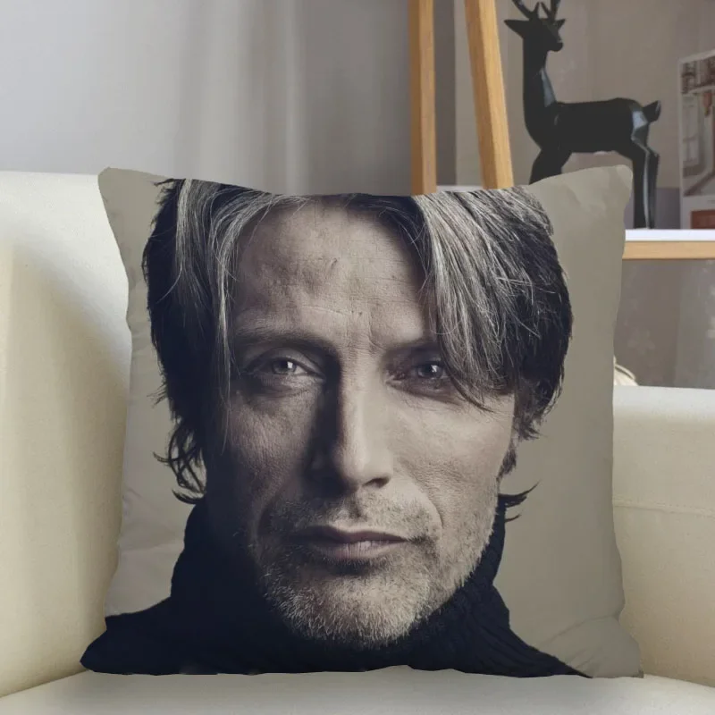 Musife Mads Mikkelsen 맞춤형 사각 베개 커버 케이스, 지퍼 베개 케이스, 35*35,40*40,45*45cm, 드롭 배송