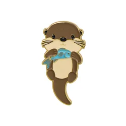 Charming Otter Enamel Pin - Whimsical Animal Brooch for Clothing Accessories and Gifts (20)
