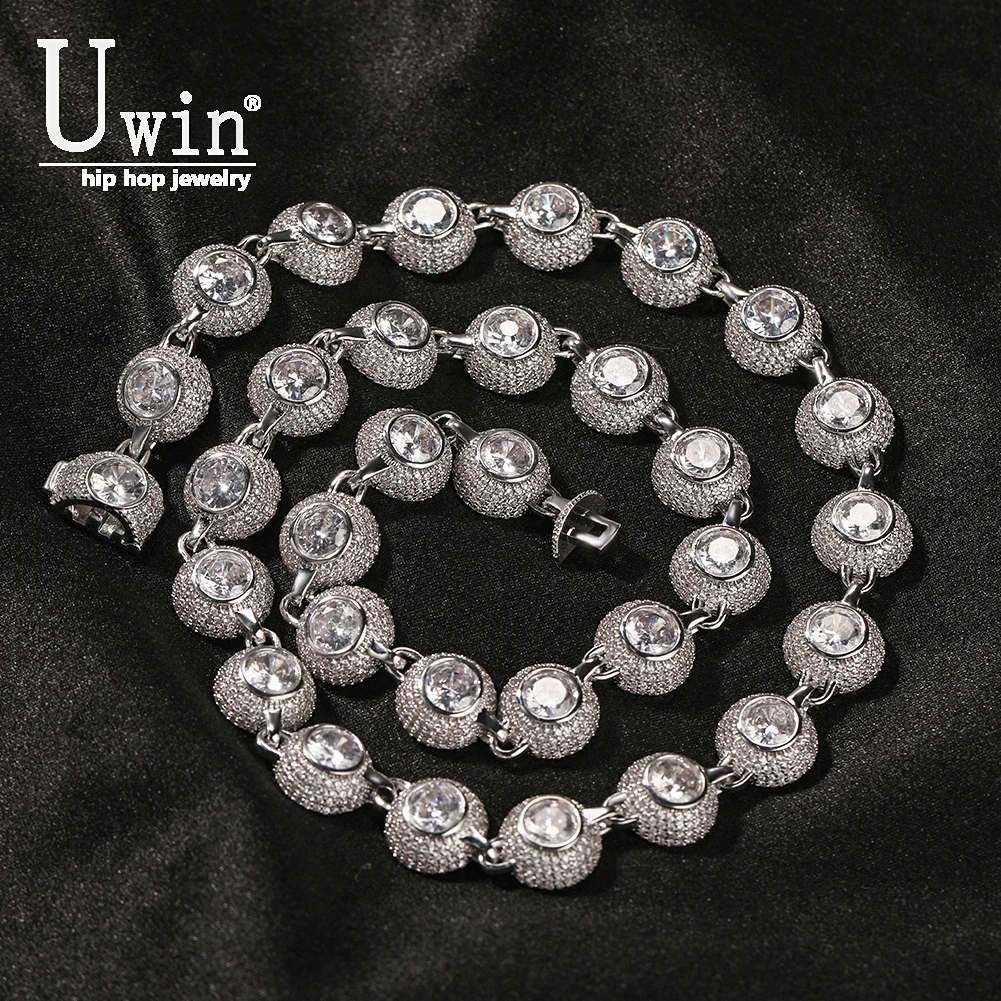 

Uwin 12mm Round Zircon Necklace For Women Full Iced Out Cubic Zirconia Prong Setting Large Zircon Fashion Charm Hip Hop Jewelry