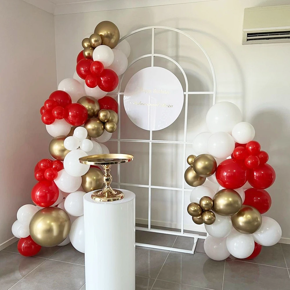 

1Set Red White Balloon Arch Gold Balloons Garland Kit Baby Shower Birthday Party Wedding Valentines Day Ballon Globos Decoration