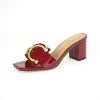 2014 Summer Fashion Women's High Heels Leather Open Toe Thick Heel Fish Mouth Shoes Luxury Party Slippers Plus Size 35-44 1