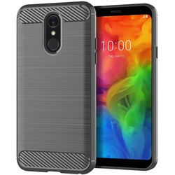 Carbon Fiber Shockproof Silicone Case Back Cover for LG Q Stylo Plus (Grey)