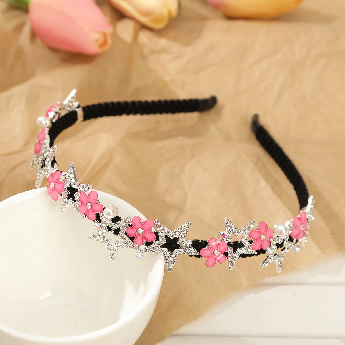 Rhinestone Star Headband For Women Wedding Outgoing Headbands Bezel Head Hoop Ladies Non-slip Hairbands Hair Accessories