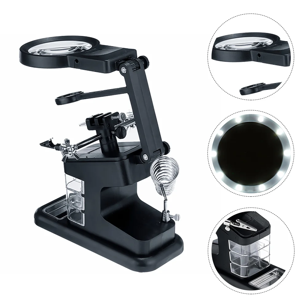 

LED Light Helping Hands Magnifier Station 3X 4 5X 25X Magnifier Soldering Station Magnifying Glass Stand Soldering Stand with