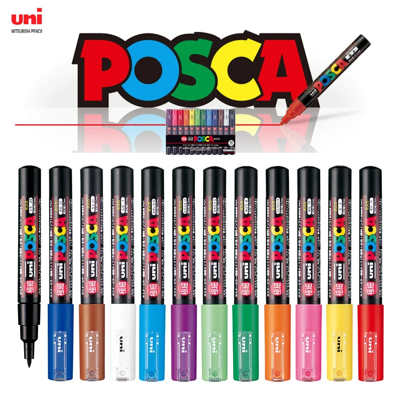 Japan Uni Posca Acrylic Paint Marker Set, PC-3M,PC-5M, PC-1M