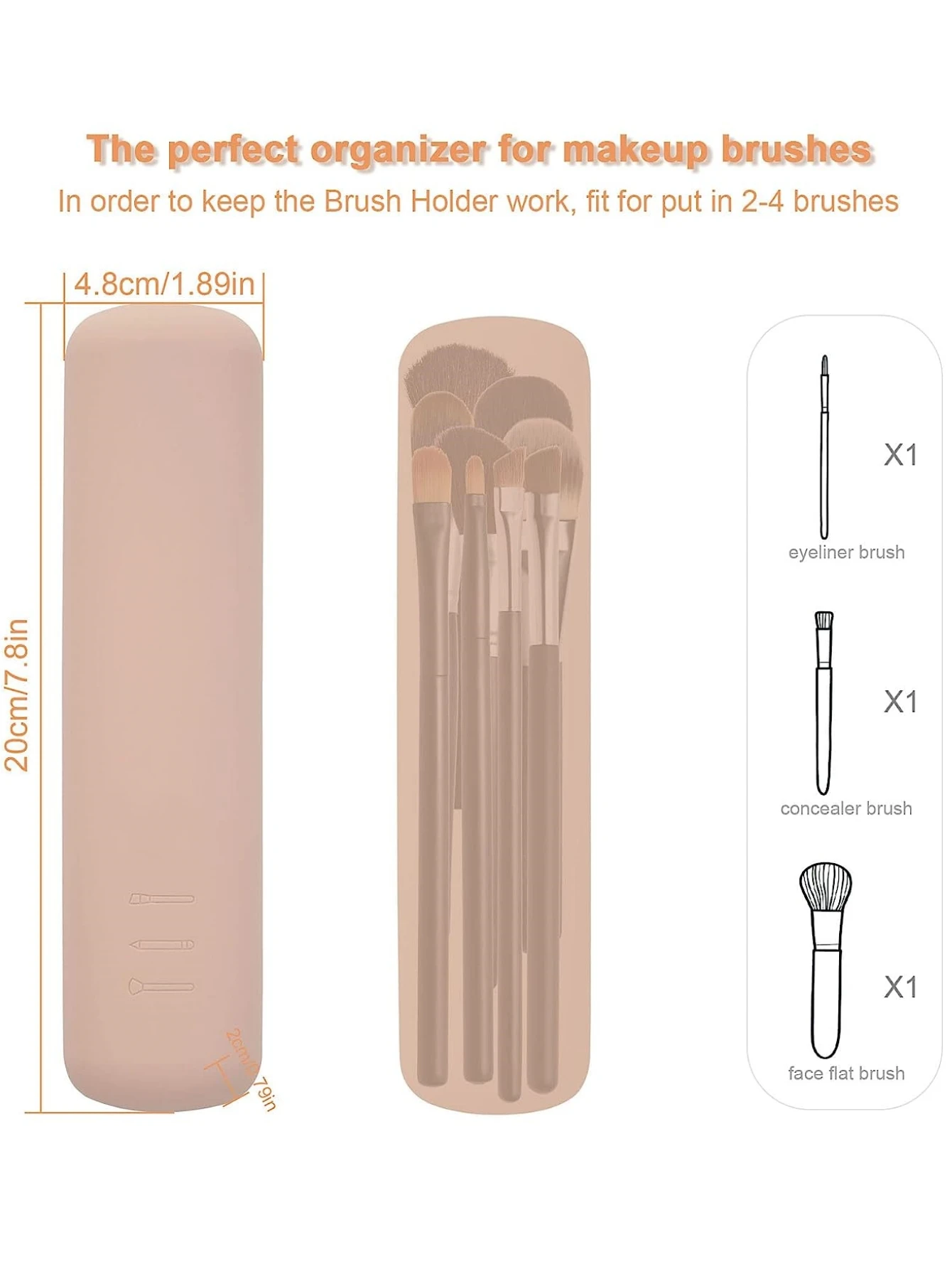 1 PC Travel Makeup Brush Case, Portable Makeup Brush Cosmetic Holder,Soft and Comfortable Makeup Brush Organizer,Fashionable and