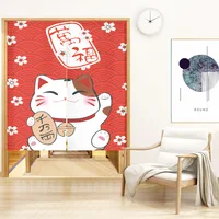 Japanese Lucky Cat Door Curtain Kitchen Partition Curtains Bedroom Bathroom Decoration Hanging Half-Curtain Entrance Linen Noren 2