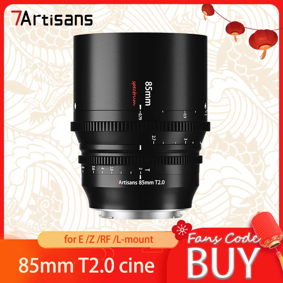 7 Artigiani 85Mm T2.0 Mf Full Frame Ultra-Long Focus Cine Lens Per Fotocamera Studio Photography Con Sony E Nikon Z Canon Rf L Mount
