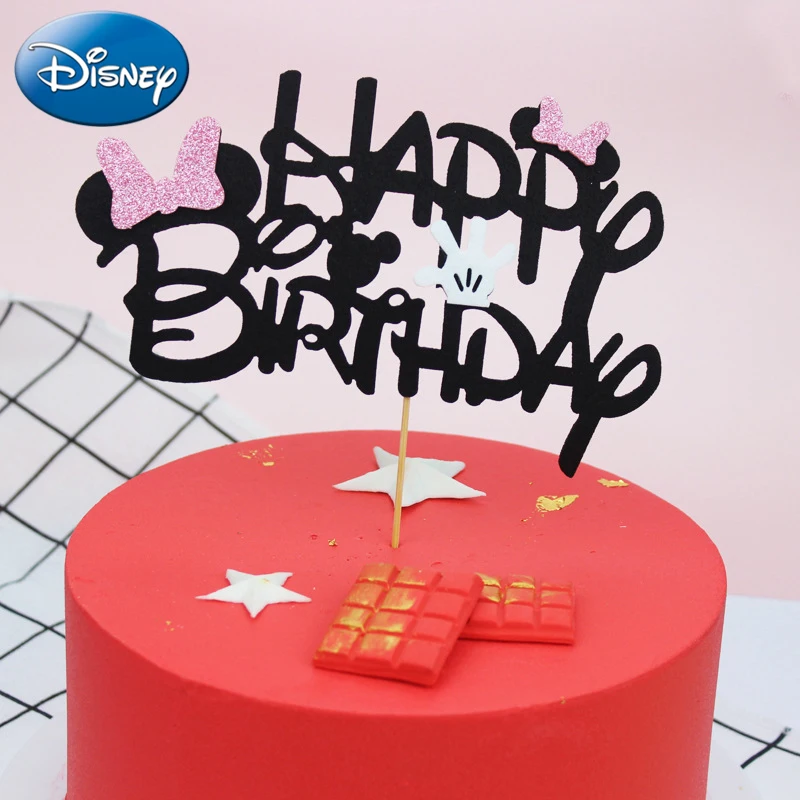 

Disney Mickey Mouse Theme Kids Favor Birthday Cake Topper Event Party Insert Card Baby Shower Disposable Tableware Supplies