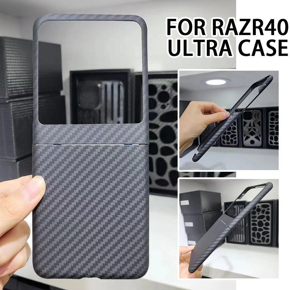 Ultra-Thin Kevlar Real Carbon Fiber 600D Phone Case For Motorola Razr 40UItra Pure Carbon  Aramid Fiber Shockproof Cover