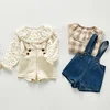 Autumn Toddler Baby Boys Cowboy Romper  Baby Boys Girls Solid Color Denim Romper Sleeveless Baby Denim Jumpsuit Pocket Bodysuit 1