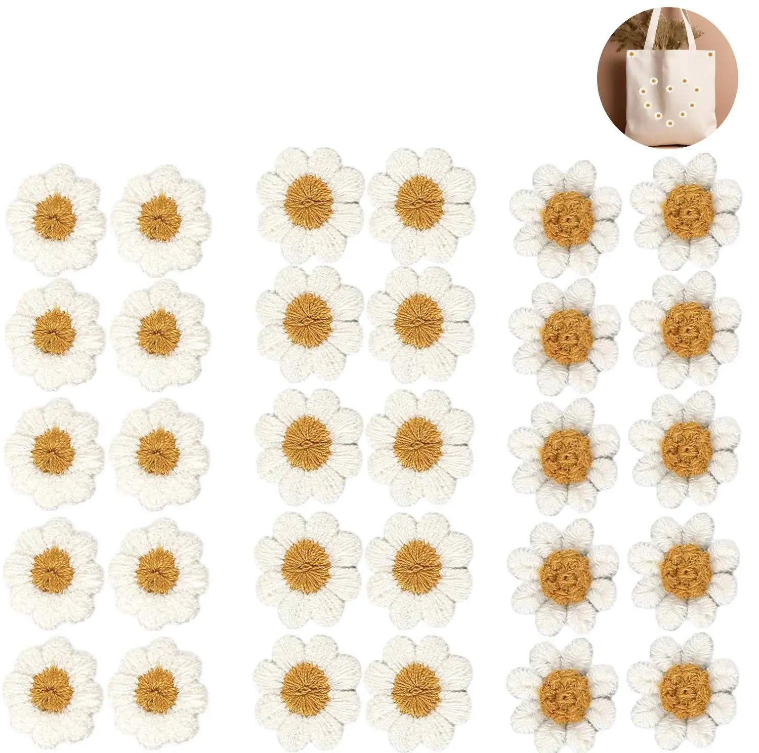 Daisy Flower Patches Daisy Flower Embroidered Patches Sew on Decorative Applique Patches for Clothing Pants Backpacks Hat Jeans DIY Accessories 30pcs