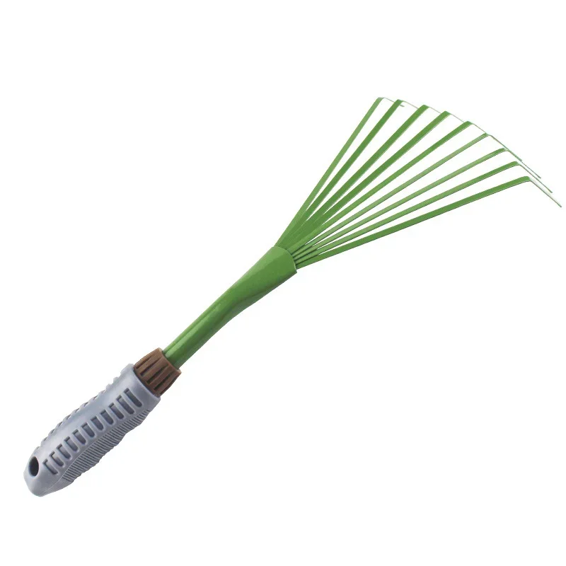 9 Teeth Garden Rake 15.5 Inch Grass Rake Hand Rake Leaf Broom with Comfort Grip Cleaning Pet Excrement Gardening Tools 3