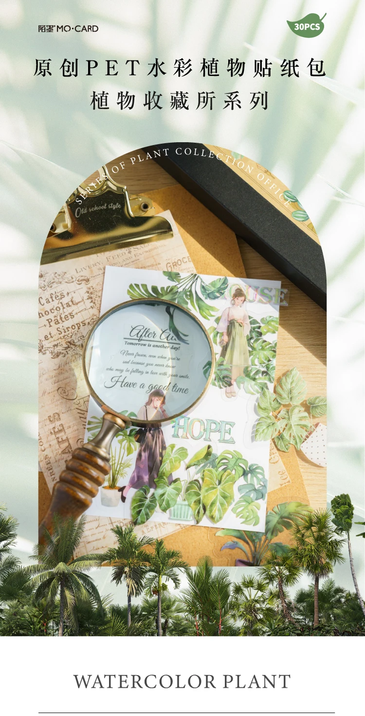 30 teile/paket Ästhetische Topfpflanze PET Aufkleber DIY Scrapbooking Planer Collage Schreibwaren Ästhetik Dekor Blume Aufkleber – Detail 2