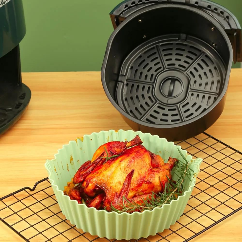 Air Fryer Silicone Pot 21cm Round Silicone Mat Airfryer Oven Baking Tray  Pizza Fried Chicken Basket Reusable Kitchen Accessories - AliExpress