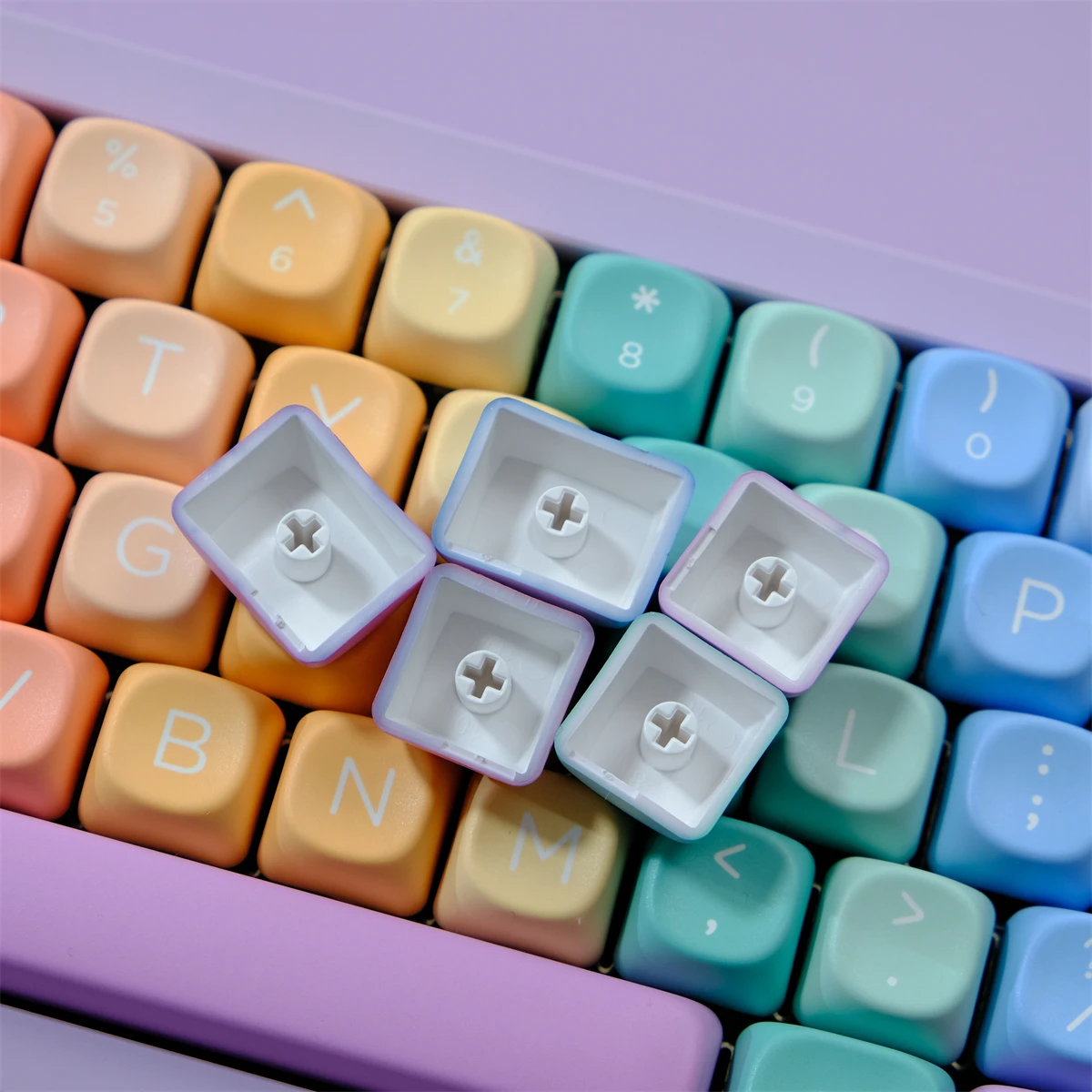 126 Keys Soft Candy Gradient Colors Keycaps Dye Sublimation MOA Profile PBT Keycaps For MX Switches Mechanical Keyboard Key Caps