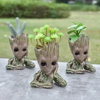 Baby Groot Flower Pot Home Decoration Planters For Indoor Plants Anime Heroism Figure Office Desktop Display Ornament Pen Holder