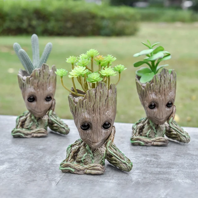 Baby Groot Flower Pot Home Decoration Planters For Indoor Plants Anime Heroism Figure Office Desktop Display Ornament Pen Holder