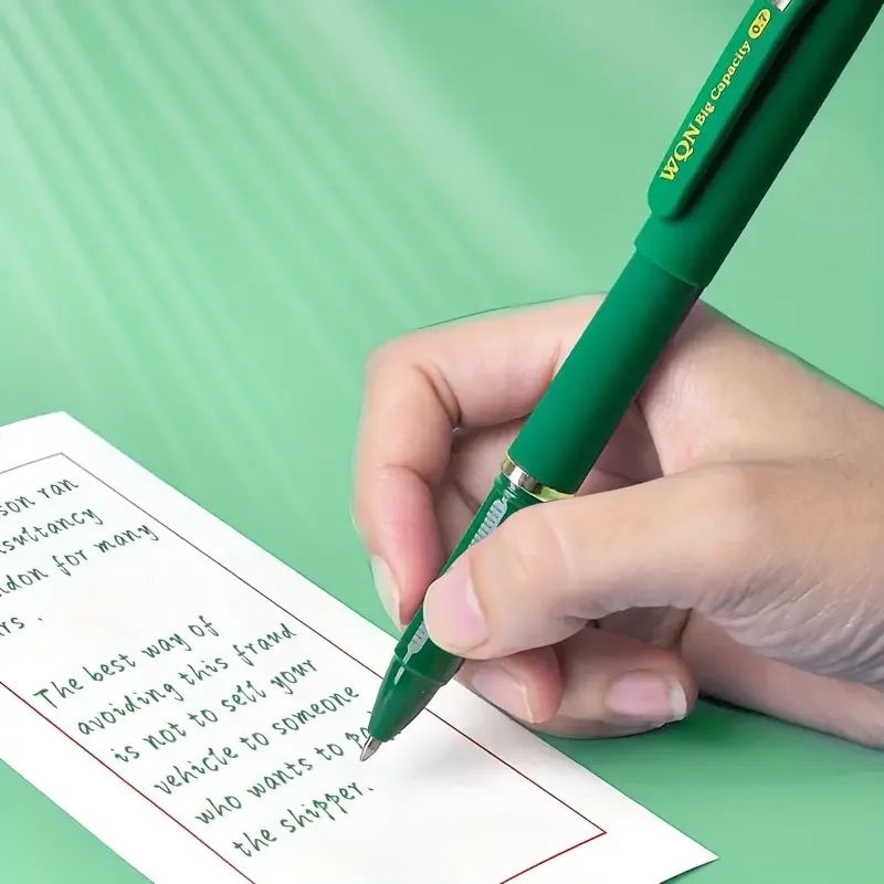 1pc/3pcs Green Ink Gel Pen, 1.0mm,for Writing, Large Capacity Refill, Office Supplies Back To Sochool Stationery 2