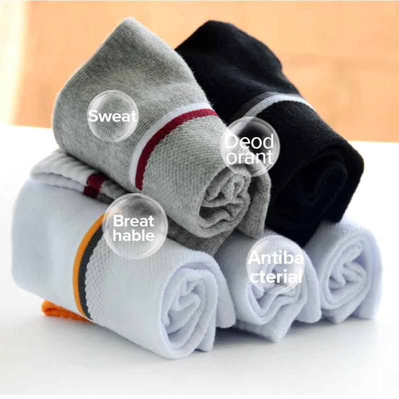 5 pares/lote masculino algodão listra esportes tornozelo malha curto casual verão respirável confortável homem meias_voghion.com