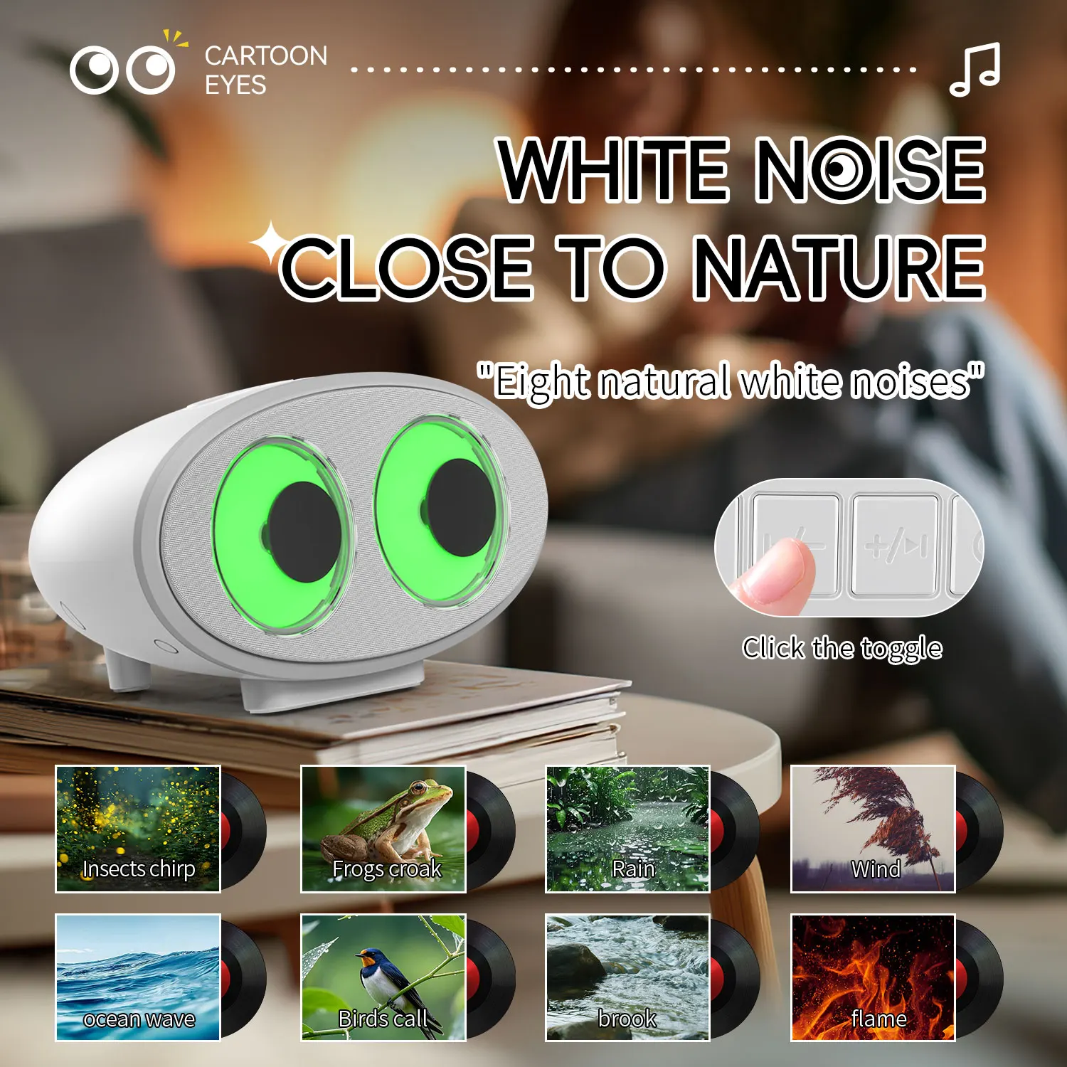 Portable Wireless Bluetooth Speaker 8 Nature Sound White Noise Sleep Aid Music Box Outdoor RGB Colorful Light Speaker TF AUX