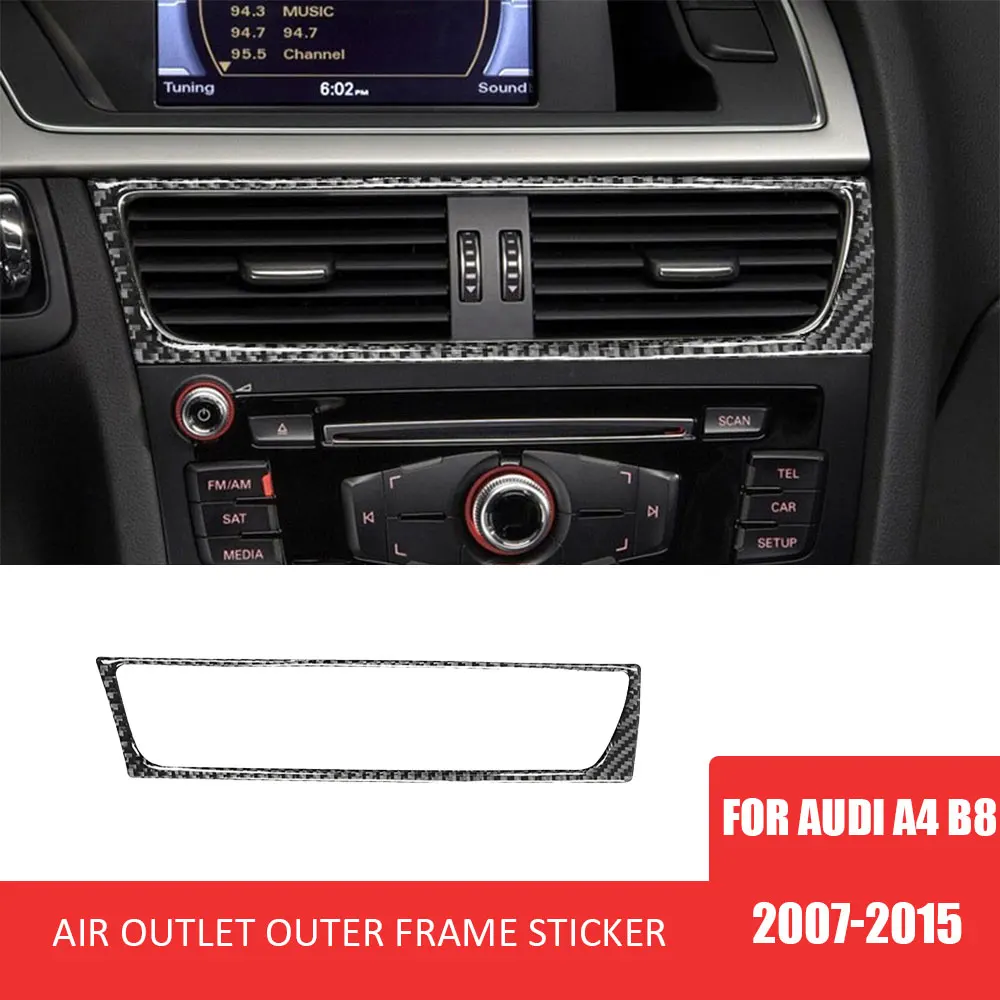 

Carbon Fiber Car Middle Air Outlet Decorative Frame Sticker for Audi A4 B8 2007-2015 Car Styling Automotive Interior Accessories