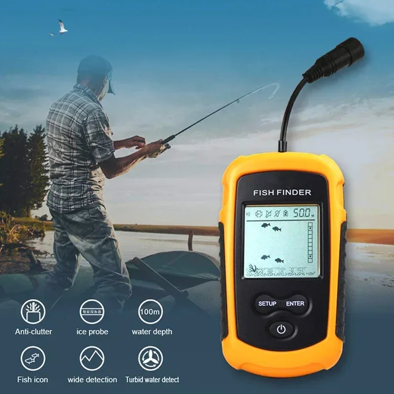 ultrasonic wired fish finder to detect fish school sonar finder