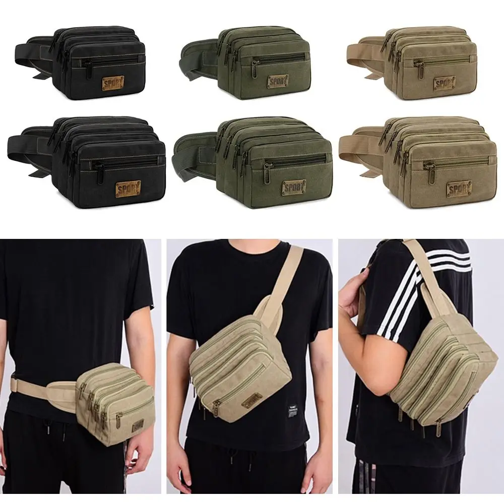 

Multifunction Waist Bags Durable Multiple Pockets Canvas Shoulder Pocket Large Capacity Outdoor Running Bag Cashier Bag