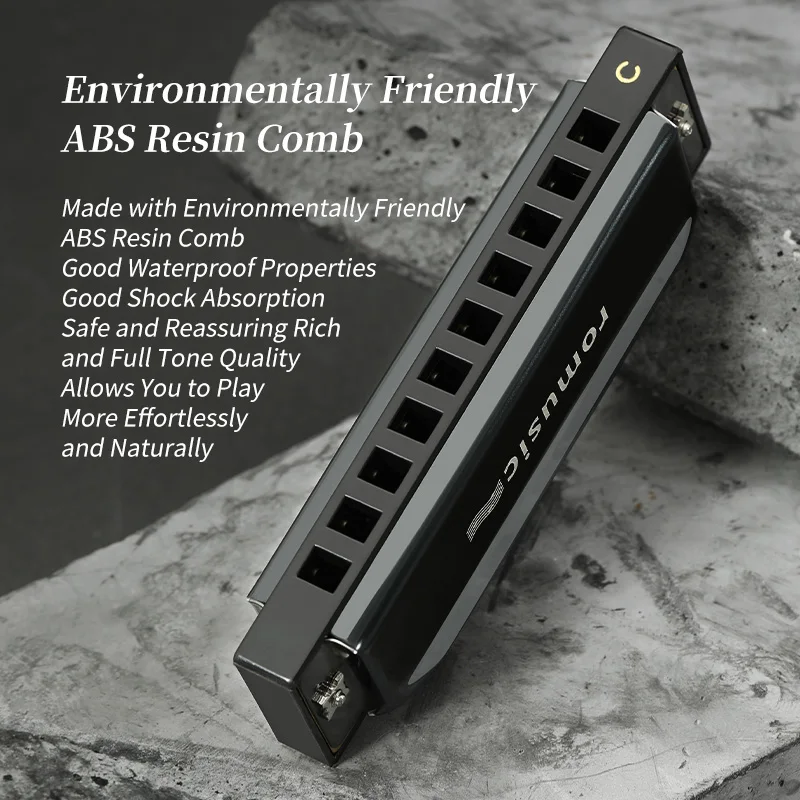 Blues Harmonica Mouth Organ 10 Hole C Key Diatonic Harmonica Case for Professional Beginner Students Adult diatonic harmonica