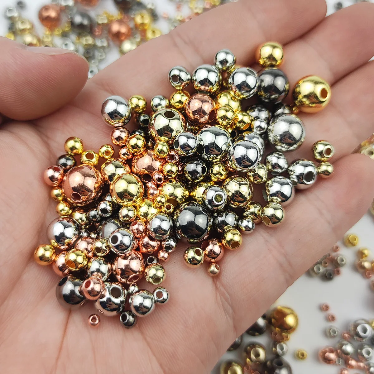 Sautoir et collier,Perles d'Espacement en Métal Plaqué Argent,Clip