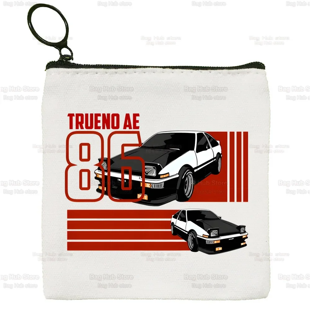 

AE86 Japan Anime Coin Purse Female Mini Canvas Art Initial D Racing Drift Car JDM Cute Key Case Coin Purse Student Wallet