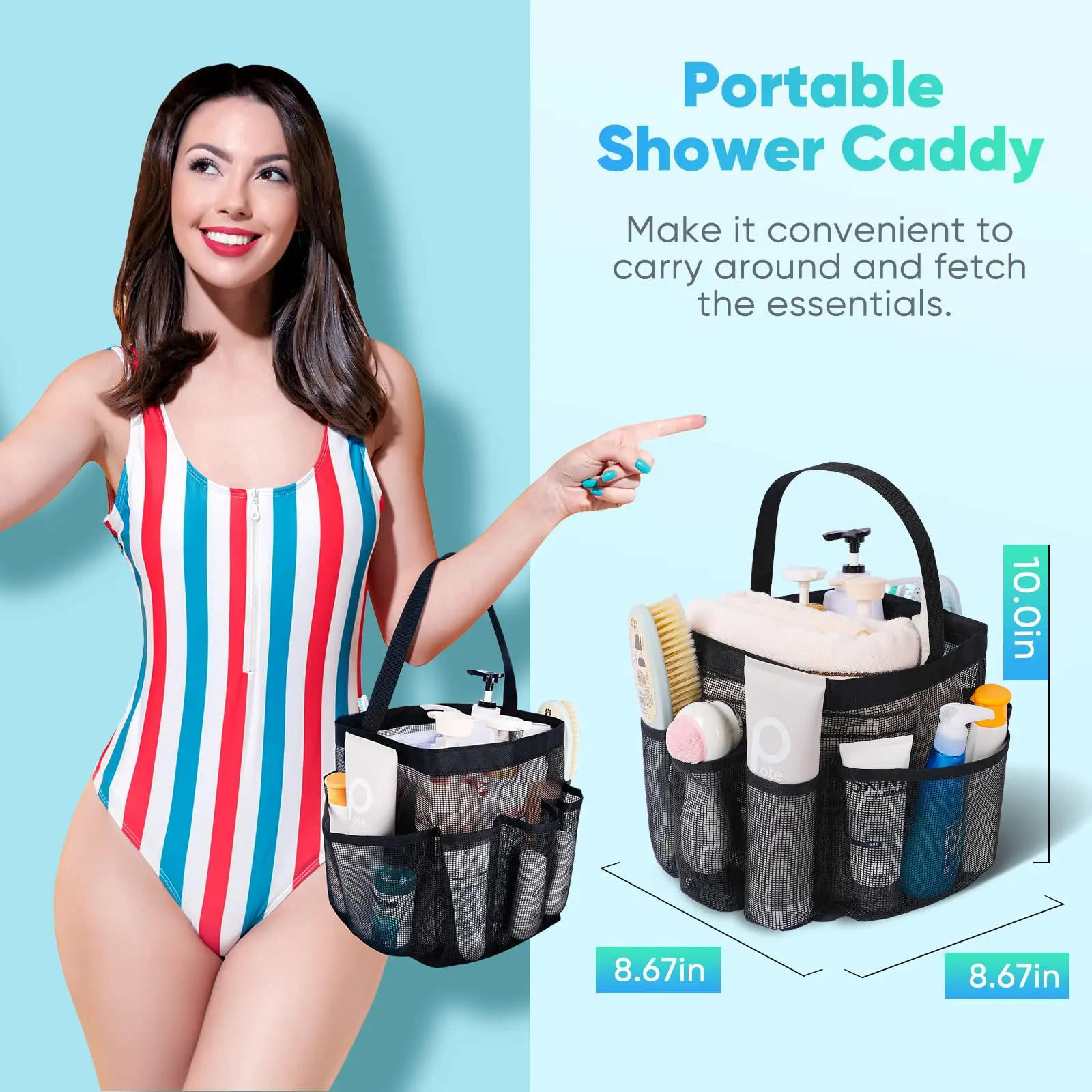 Mesh Shower Tote College Dorm Room Essentials Bathroom Accessories Shower Caddy Dorm Shower Bag Portable Travel Toiletry Bag