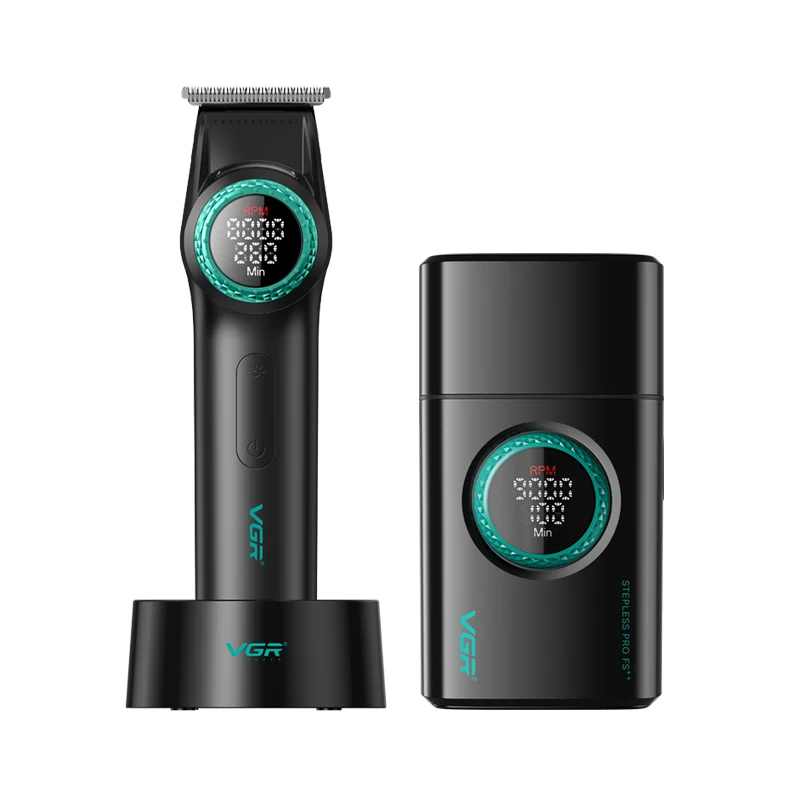VGR مقص الشعر الحلاقة مجموعات الحلاق قابلة للشحن ق...