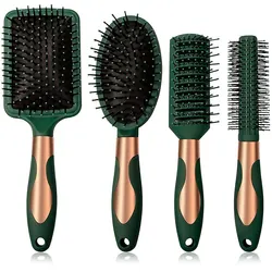 4PCS Hair Brush Set Anti-Static Hair Brushes for All Hair Types Unisex Paddle Brush Vent Hair Brush Round Brush for Blow Drying