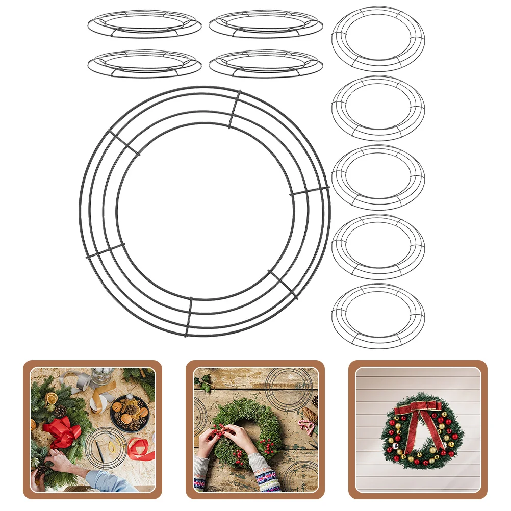 

10 Pcs Flower Arrangement Garland Hoop Decor Christmas Wire Wreath Frame Iron DIY Support