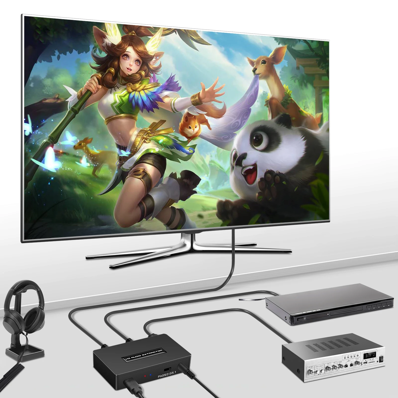 1080P60hz HDMI-kompatibler Audio-Extraktor Optischer Toslink SPDIF + 3,5 mm Audio-Embedder 1080P 3D-Anzug für Fire Stick Xbox Laptop – Detail 12